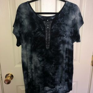 American Eagle Soft and Sexy Tie-Dye Lace-Up Shirt
